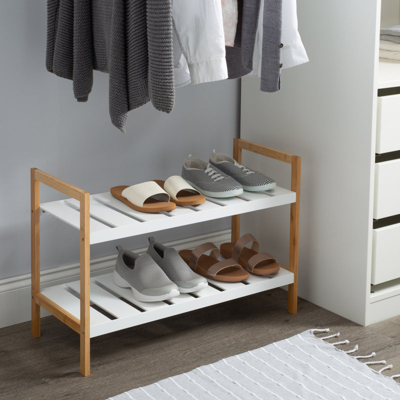 Range-chaussures empilable en bambou à 2 niveaux pour 2 paires Hasson