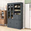 Garde-manger autoportant avec huche, tablettes réglables, 6 portes, 4 tiroirs et plateaux coulissants-376818985