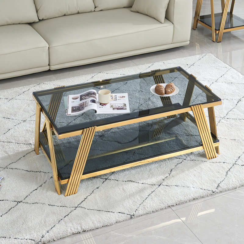 Table basse Allyse, Or, Noir