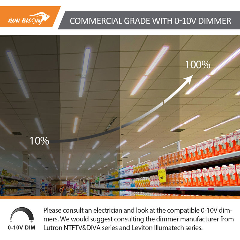 4 ft. Linear Integrated LED Dimmable Strip light fixture Shop Light, CCT/Wattage/Lumen Selectable