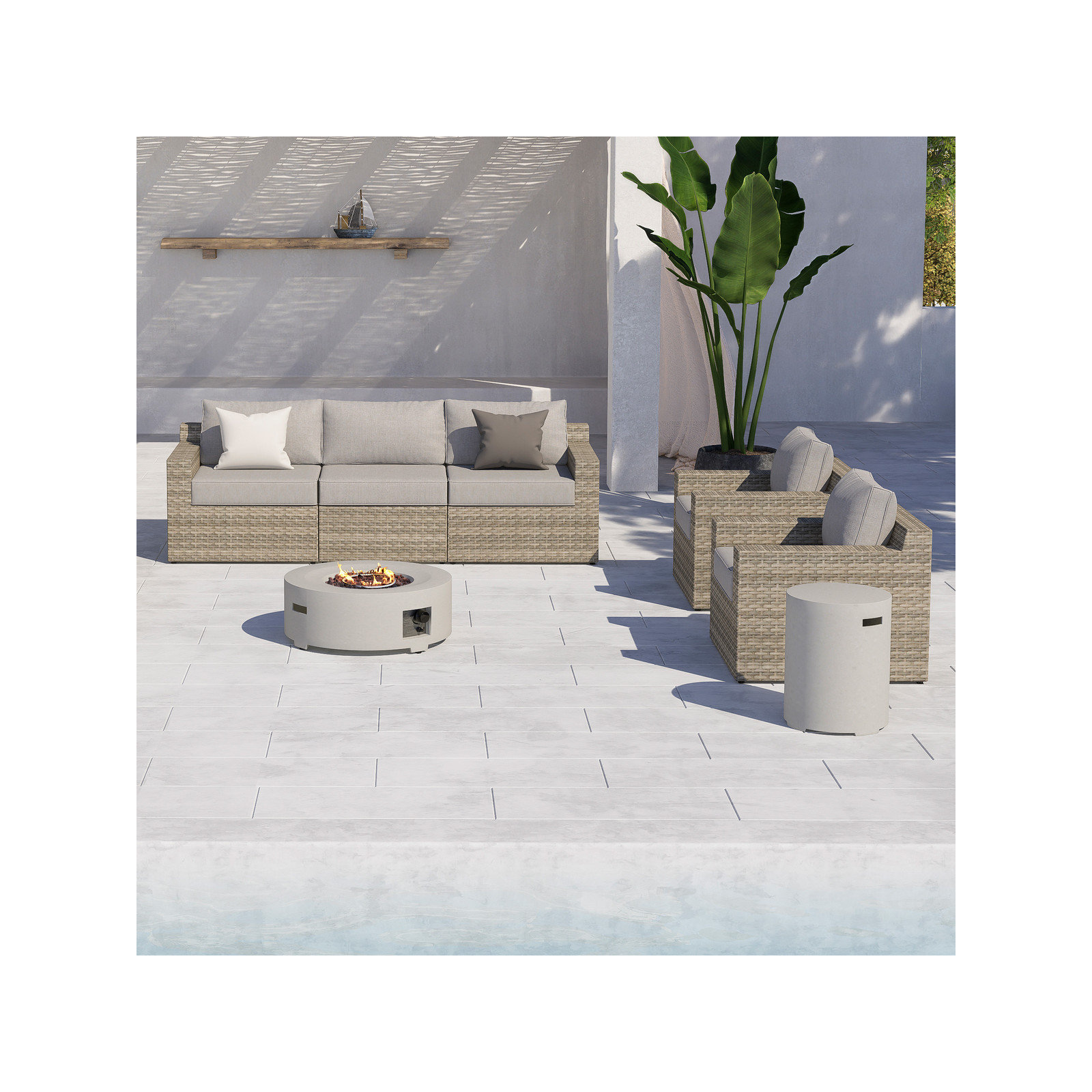 Addingham 16'' Concrete Outdoor Side Table