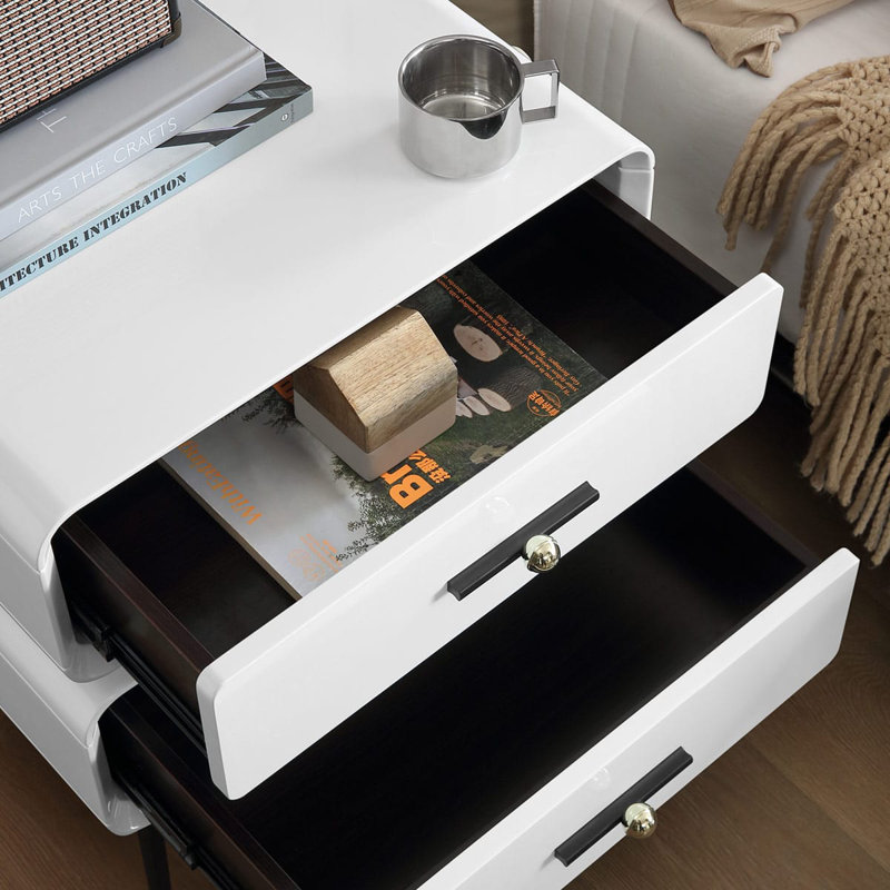 47.5cm W Metal Bedside Table, White