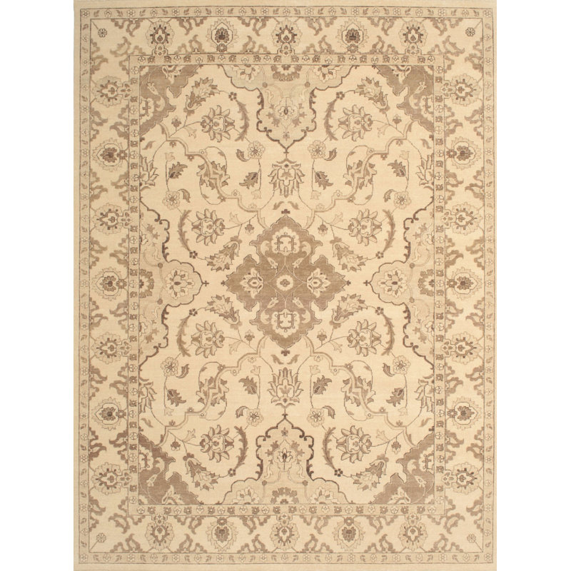 Tapis contemporain beige / olive clair, Rectangle 5 pi x 7 pi