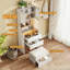 Coiffeuse 3 en 1 avec miroir à DEL réglable, 5 zones de rangement indépendantes et tabouret de rangement assorti pour les cosmétiques de la chambre à coucher