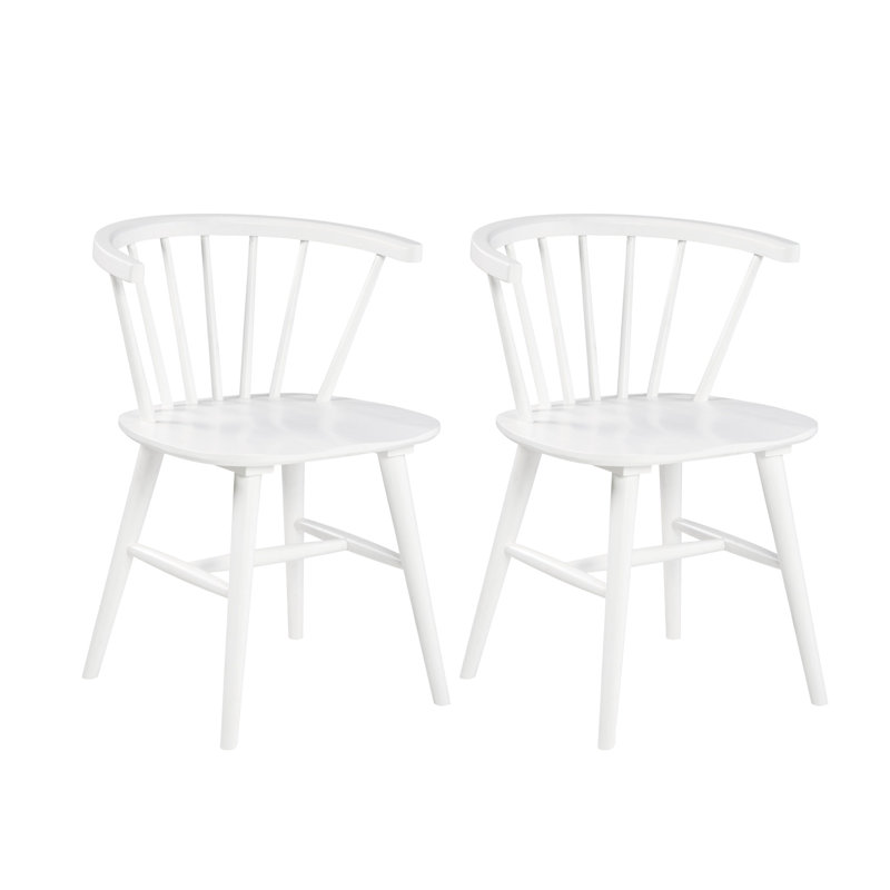 De 2 chaises à dossier en bois blanc à broche - siège moderne et élégant 2 chaises de salle à manger en bois pour un look élégant