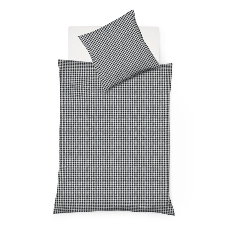 Cotton Chequered Duvet Cover Set with Pillow Shams, 155 x 200 cm + 80 x 80 cm