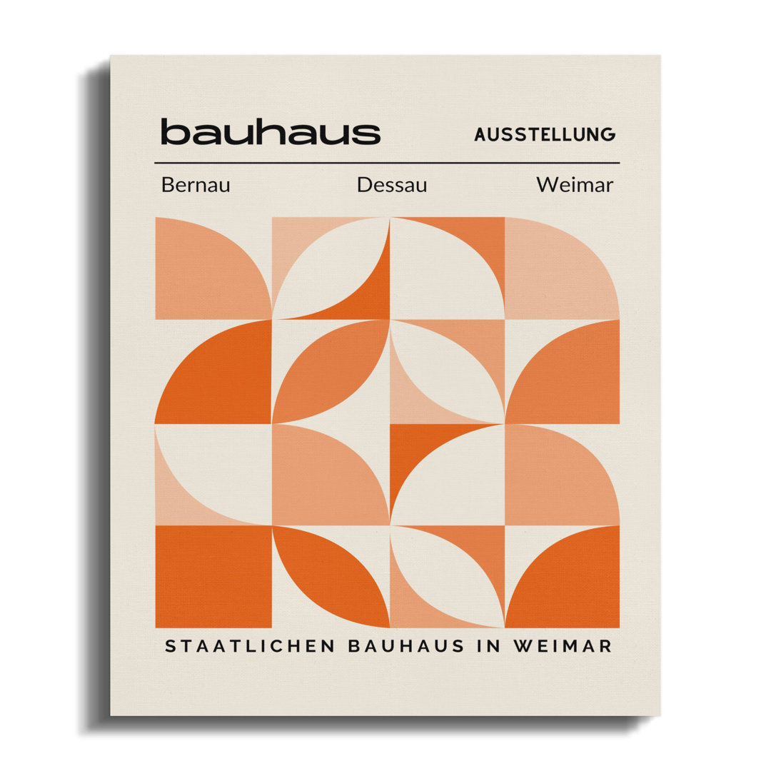 Bauhaus Geometric Art Canvas Print, Mid Century Modern Abstract Wall Art, Orange Minimalist Design, Exhibition Poster Aesthetic, Home Decor