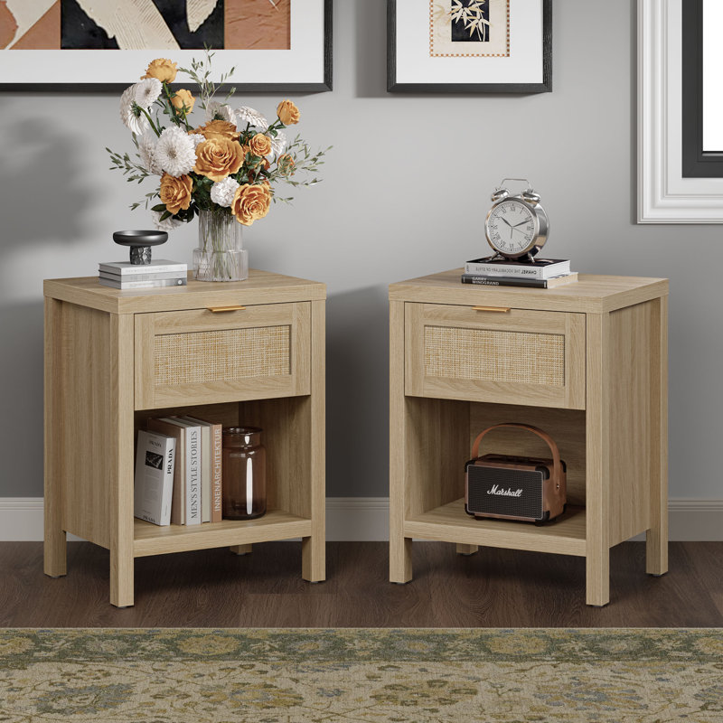 Alayha 19.7 " W Nightstand, Light Natural Oak