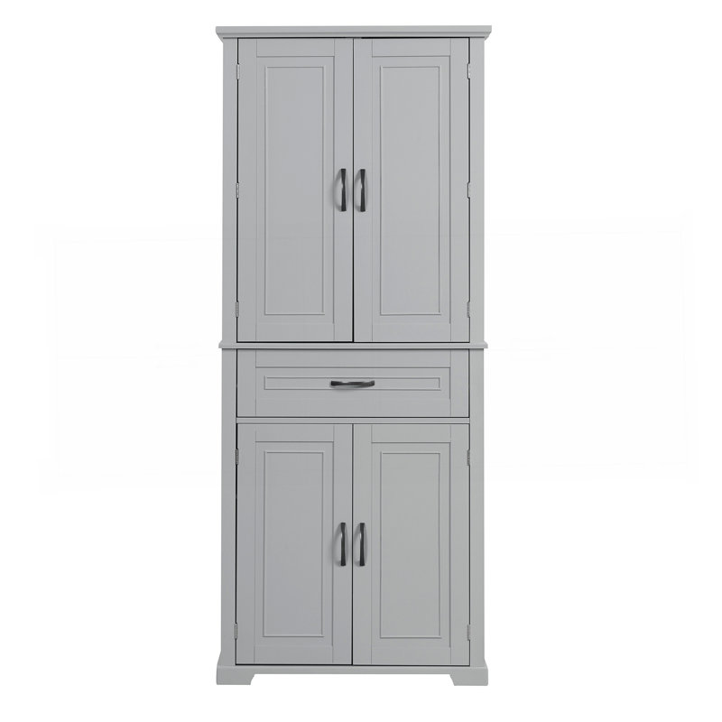 Bathroom Storage Cabinet With Doors And Drawer, Multiple Storage Space, Adjustable Shelf, Grey, Gray