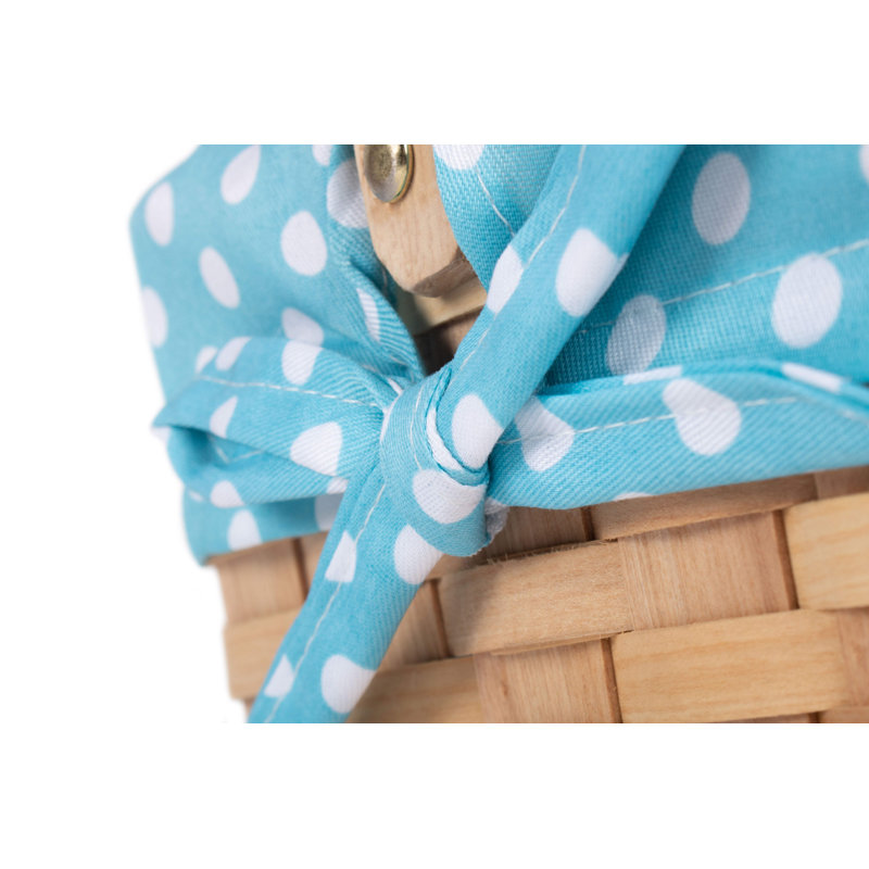 Wicker Chipwood Swing Handle Basket with Lining, Blue