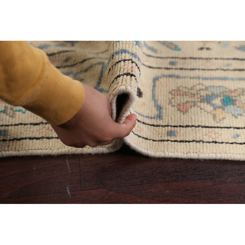 Tapis décoratif en laine noué à la main New Age Oushak Ivoire 5 pi x 6 pi 2 po