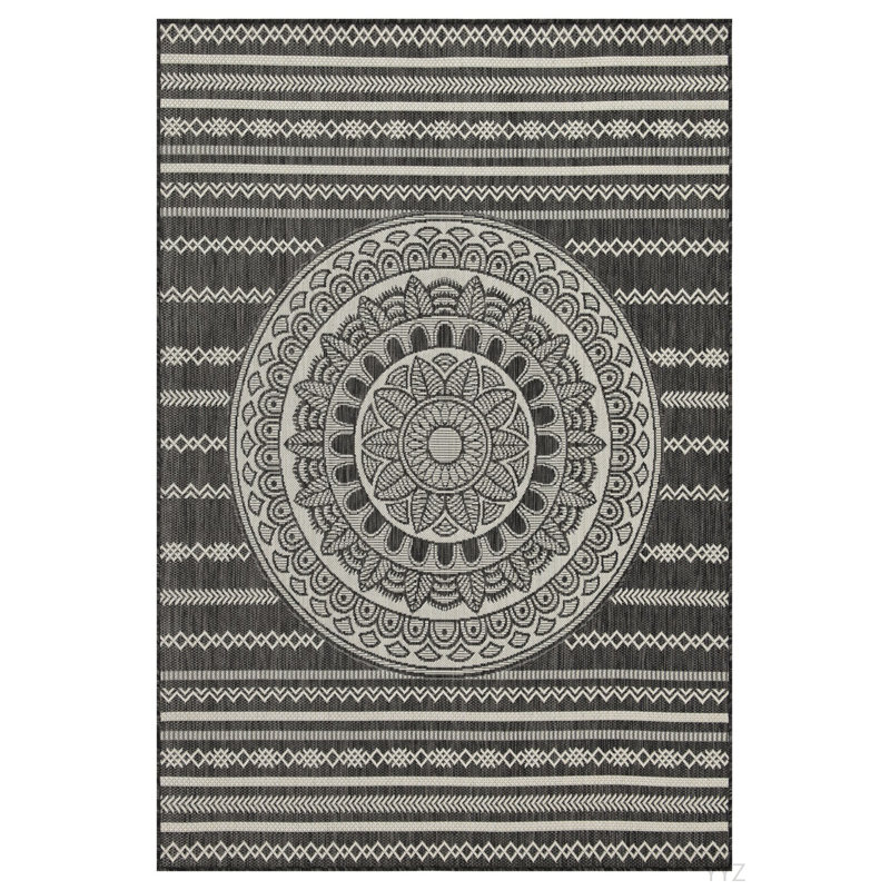 Sunshine GC_HAR2017 Anthracite 7 Ft. 10 In. X 10 Ft. 3 In. Indoor/Outdoor Area Rug, Rectangle 7'10" x 10'3"