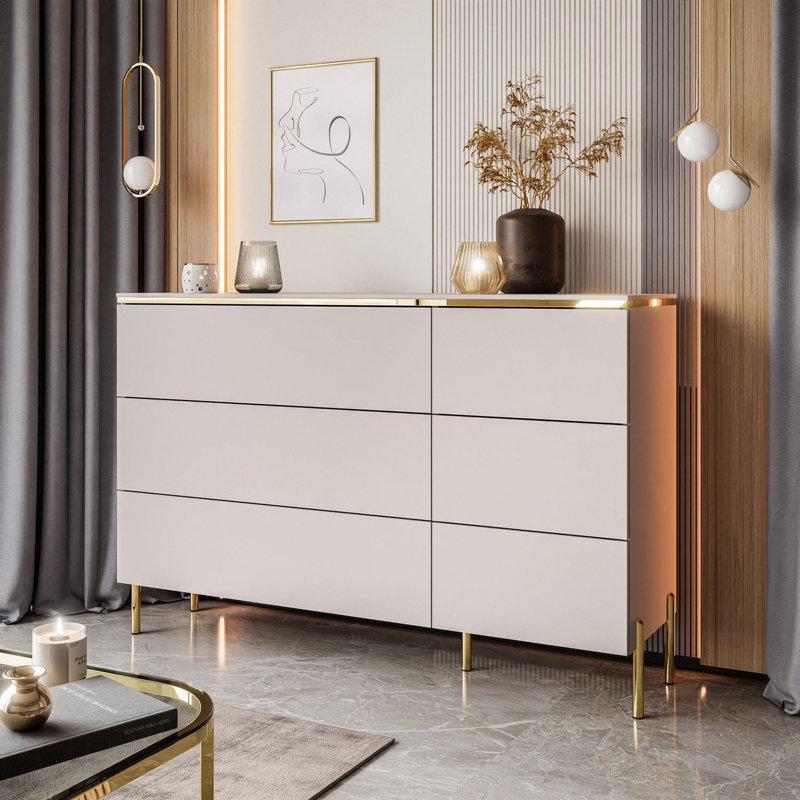 Aurora 138cm 6-Drawer Chest of Drawers