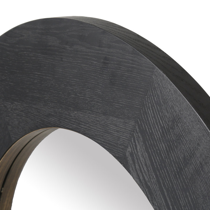 Netta Round Wood Mirror, Black
