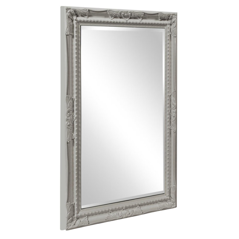 Solid Wood Rectangle Mirror, Glossy Nickel