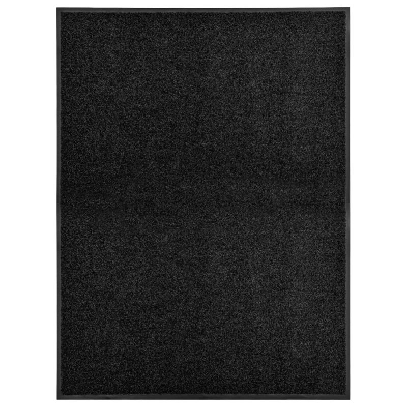 Deirore Non-Slip Indoor / Outdoor Doormat, Black, 0.9cm H x 120cm W x 90cm L