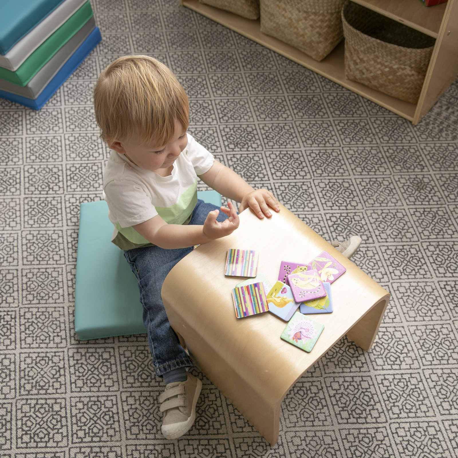 ECR4Kids Bentwood Multipurpose Cube Chair, Kids Furniture, Gray