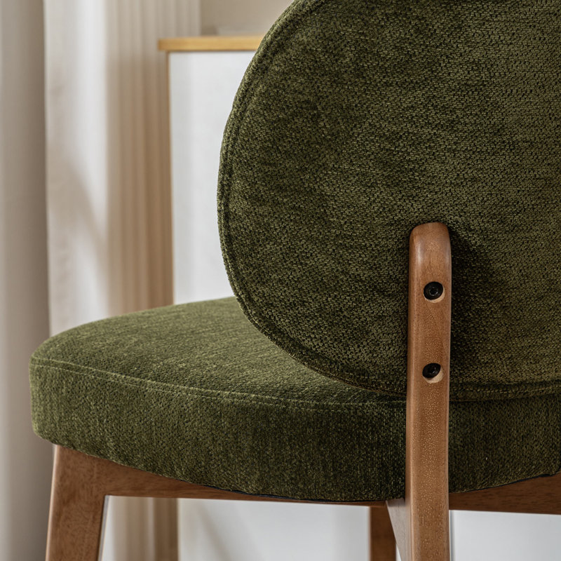 Tabouret de bar Mid-Century, tabouret de bar rembourré en tissu avec dossier à oreilles, tabouret de bar à hauteur de comptoir sans accoudoirs avec pieds en bois, repose-pieds en métal, pour comptoir de bar pour îlot de cuisine, vert, simple