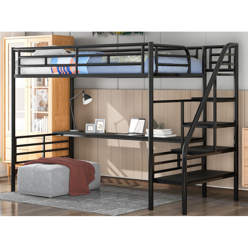Lit mezzanine simple avec bureau intégré Gintare