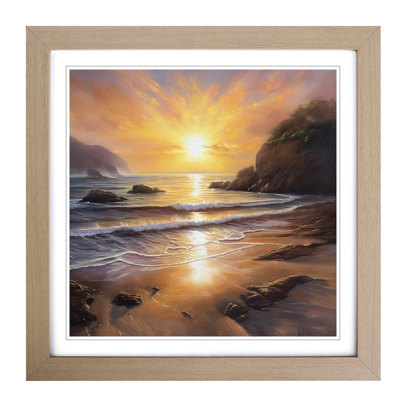 Sunrise Oil Painting No.4 - Framed Print, Oak