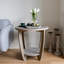  Table de bout en bois rustique avec tablette de rangement, finition gris rétro