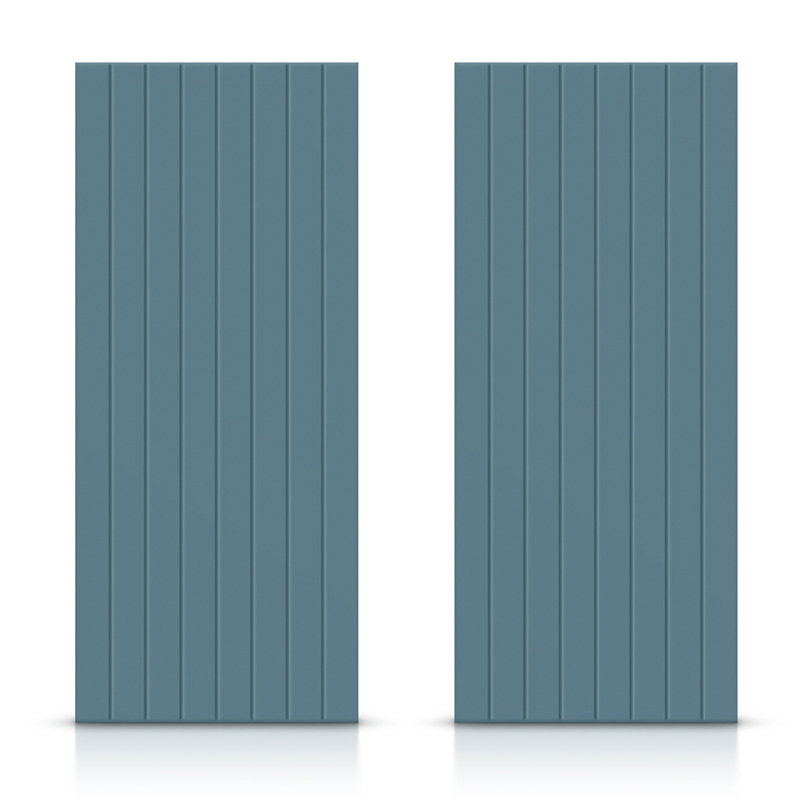 Portes de placard coulissantes à panneaux en bois manufacturé, Bleu dignité, 60 po x 84 po
