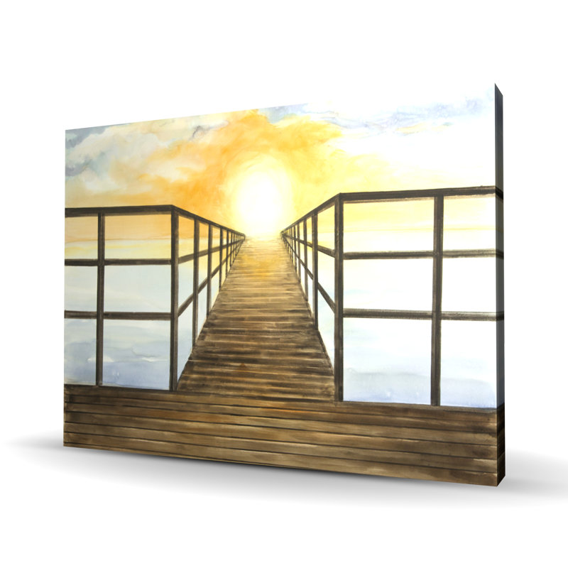 Coucher de soleil dans la mer - toile de plage côtière pour la décoration intérieure, 48" H x 36" W