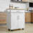 Kitchen Island Cart Rolling Trolley Cart With Drawer, Storage Cabinet & Towel Rack, White-1494485357