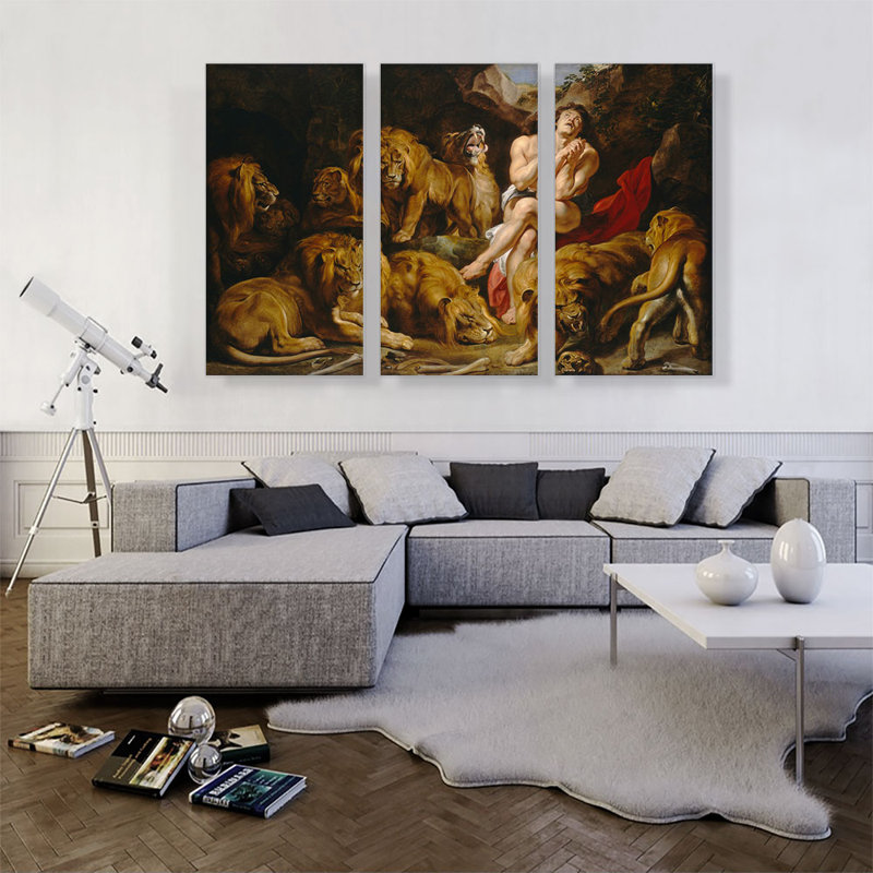 " Daniel In The Lions' Den " by Peter Paul Rubens 3 - Pieces Painting Print, 40" H x 60" W x 0.75" D