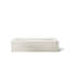 White rectangular alcove soaking bathtub with a decorative curved apron front.