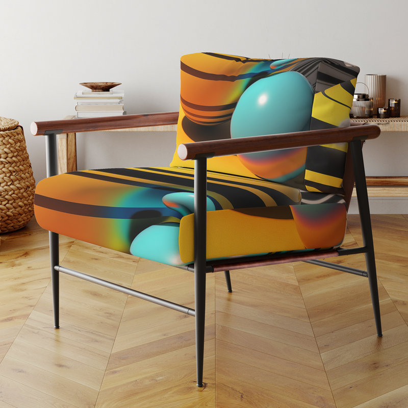 Fauteuil d'appoint à motif géométrique abstrait rembourré Croker, Noir, noir, noir, noir