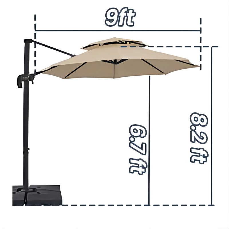 Parasol en porte-à-faux 108 po, Beige