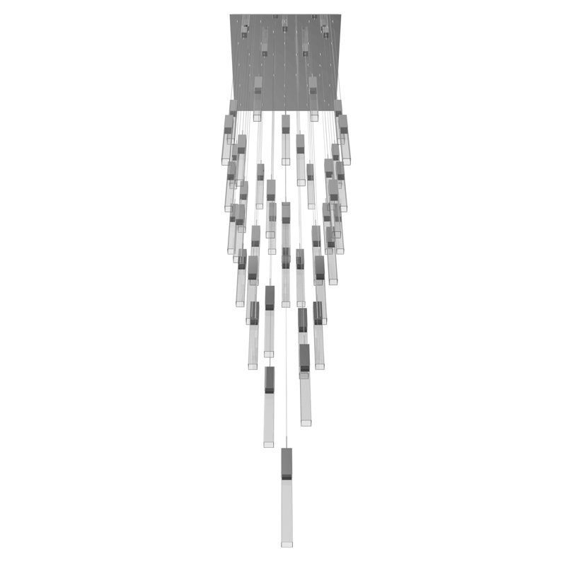 41 - Light Chandelier, Clear Glacier, Polished Chrome