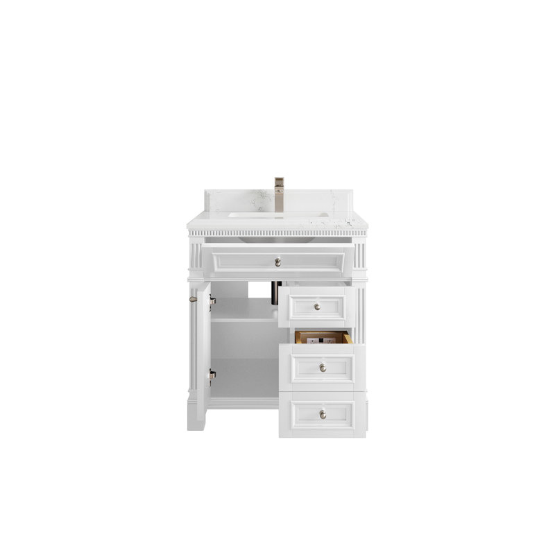30 po Paris X P 22 po Meuble-lavabo simple en D blanc avec quartz Cove Edge, Empira