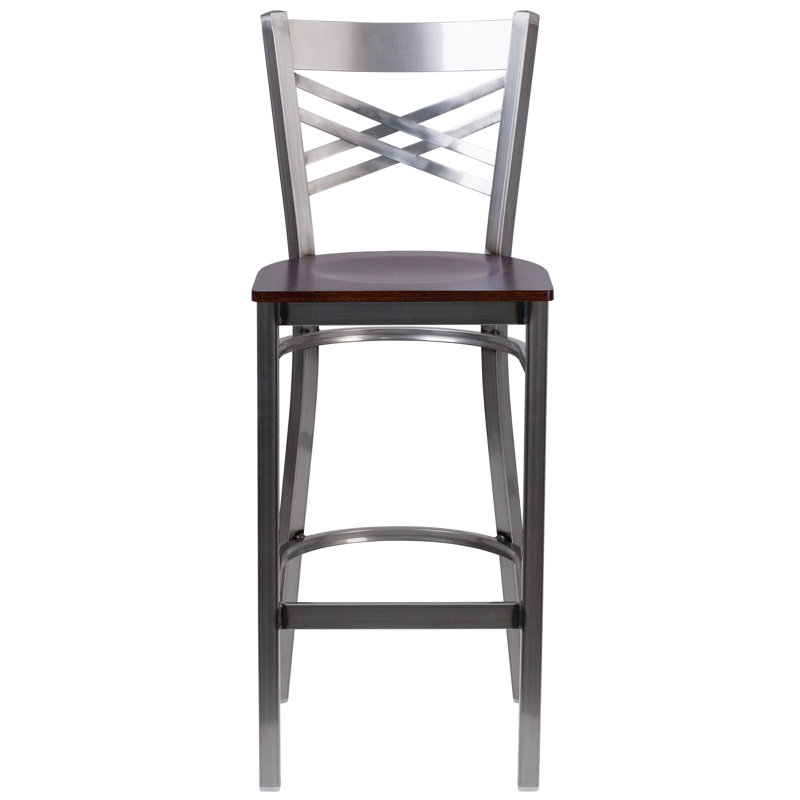 Tabouret de bar en métal «X», Noyers