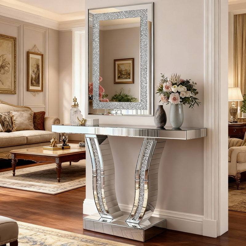 Grand miroir suspendu en cristal Crystal Diamond