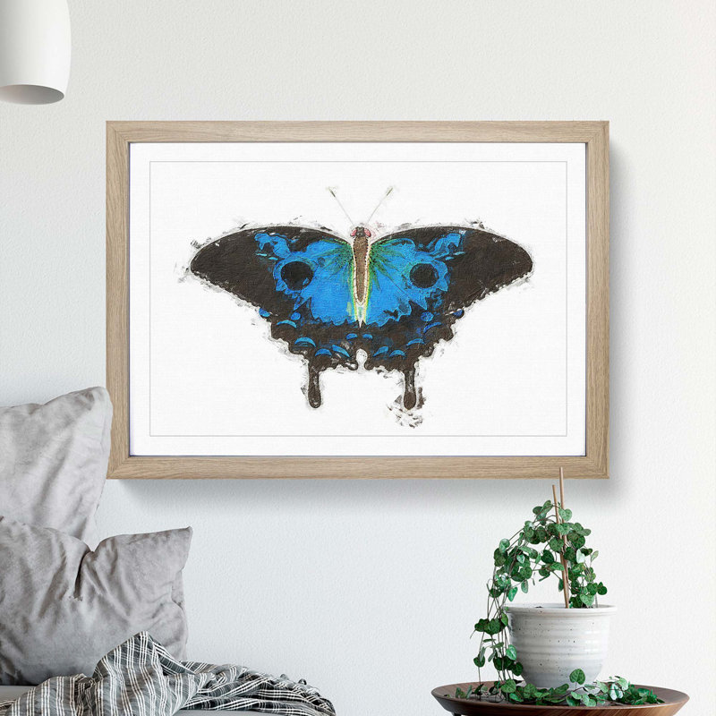 Ulysses Butterfly by George Shaw - Picture Frame Painting Print on MDF, 27cm H x 36cm W x 2cm D, Oak Framed