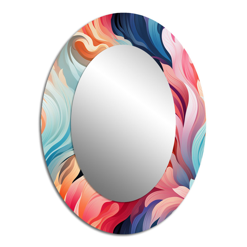 Miroir mural moderne rose et bleu, H 40 po x l 30 po
