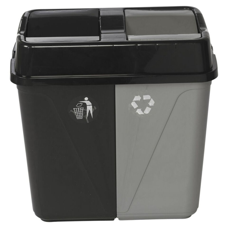 Plastic Kitchen Trash Can, Black/Grey, 60L