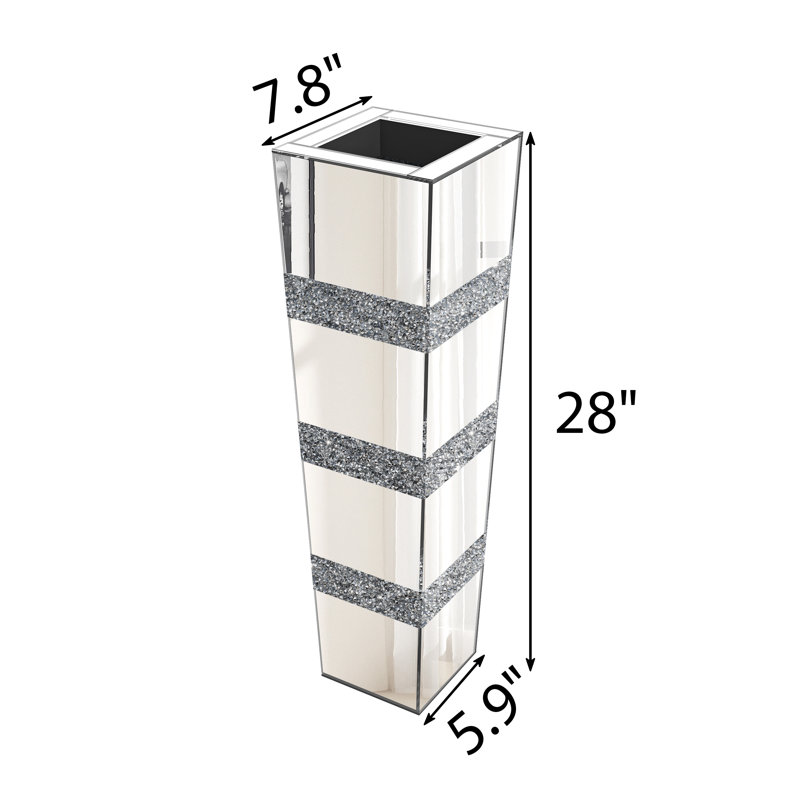 Gudrun 28" Crystal Glass Floor Vase Crushed Diamond Inlay Home Decor