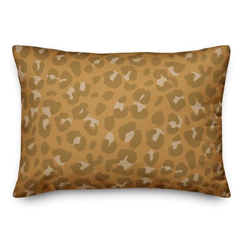 Coussin lombaire rectangulaire à imprimé animal, Jaune