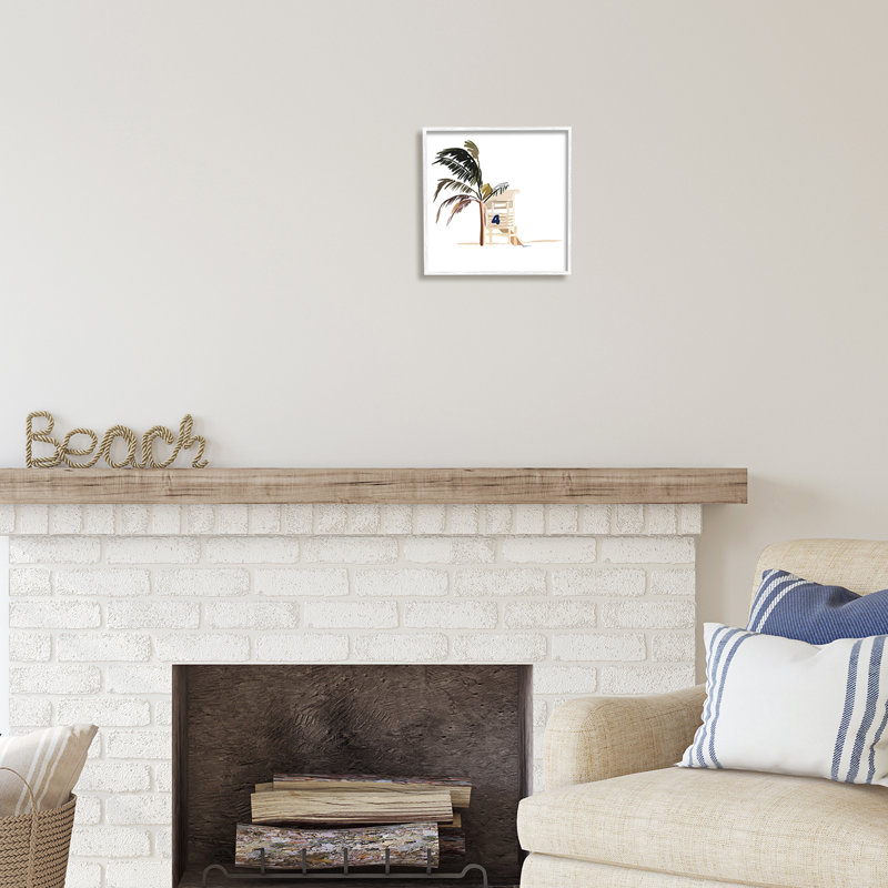 Minimal Tropical Beach par Amelia Noyes, H 12 po x l 12 po x P 1,5 po, Giclée encadrée blanc bord de mer