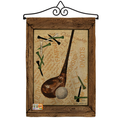 Strike A Golf Ball Burlap Interests Sports Impressions 2-Sided Burlap 19 x 13 in. Flag Set -  Breeze Decor, BD-SP-GS-109059-IP-DB-02-D-US18-SB