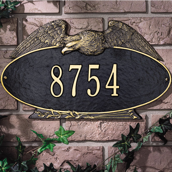 Plaque d'adresse murale 1 ligne Eagle, Bronze et doré, Oui