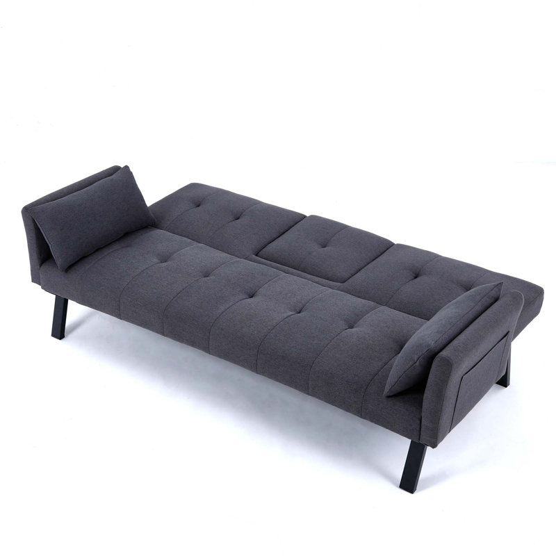 Canapé-lit compact et pliable avec deux modes et rangement parfait pour les petits appartements, Gris foncé