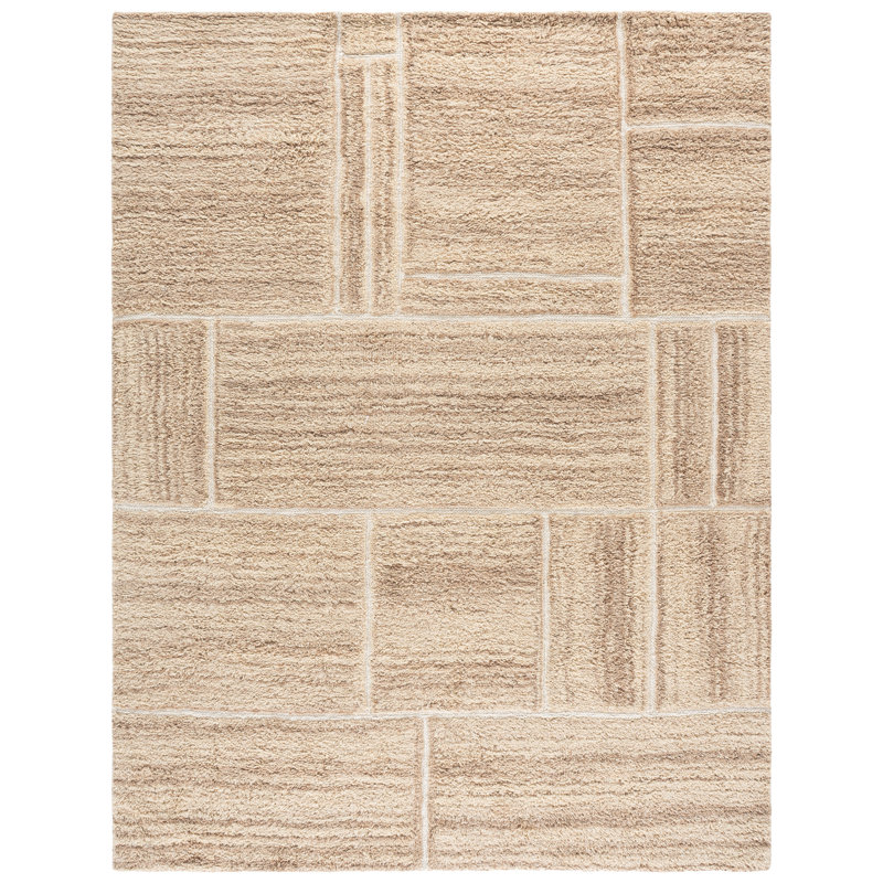 90% laine touffetée à la main Vermont 235; Tapis géométrique 10% coton recyclé, Rectangle 9 pi x 12 pi