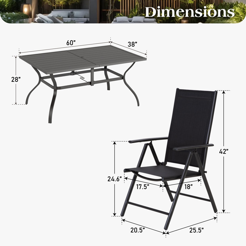 Alyah 6 - Person Patio Dining Set with Rectangular Table