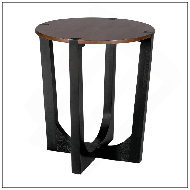 ACACIA SOLID WOOD SIDE TABLE,BROWN & BLACK COLOR