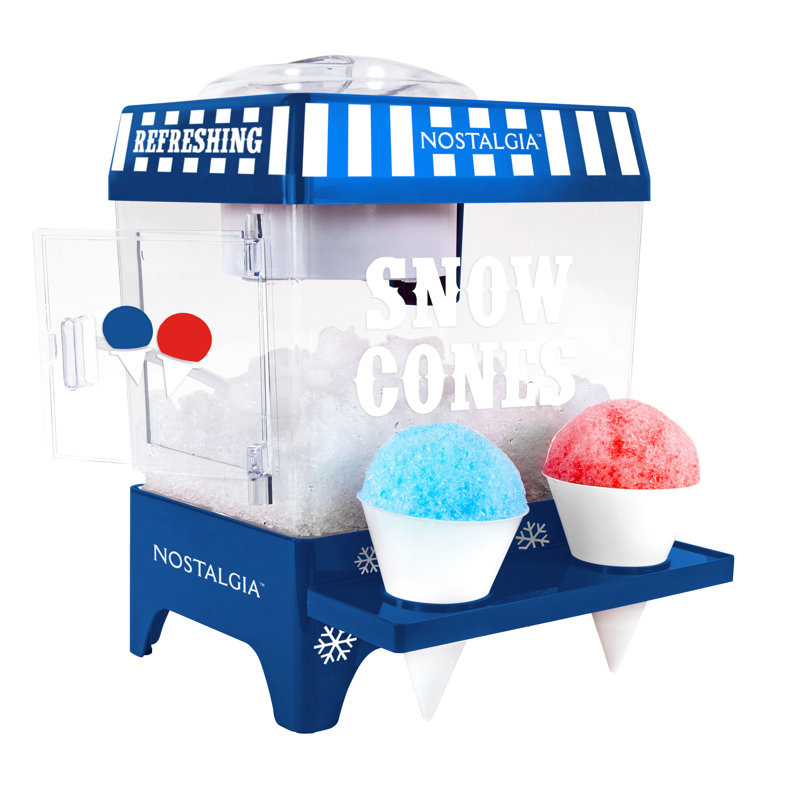Nostalgia Snow Cone Shaved Ice Machine with Shelf, Blue