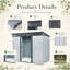 Rangement extérieur en métal 8 pi x 6 pi avec portes coulissantes verrouillables et plaque transparente pour le jardin, la pelouse (blanc et noir)